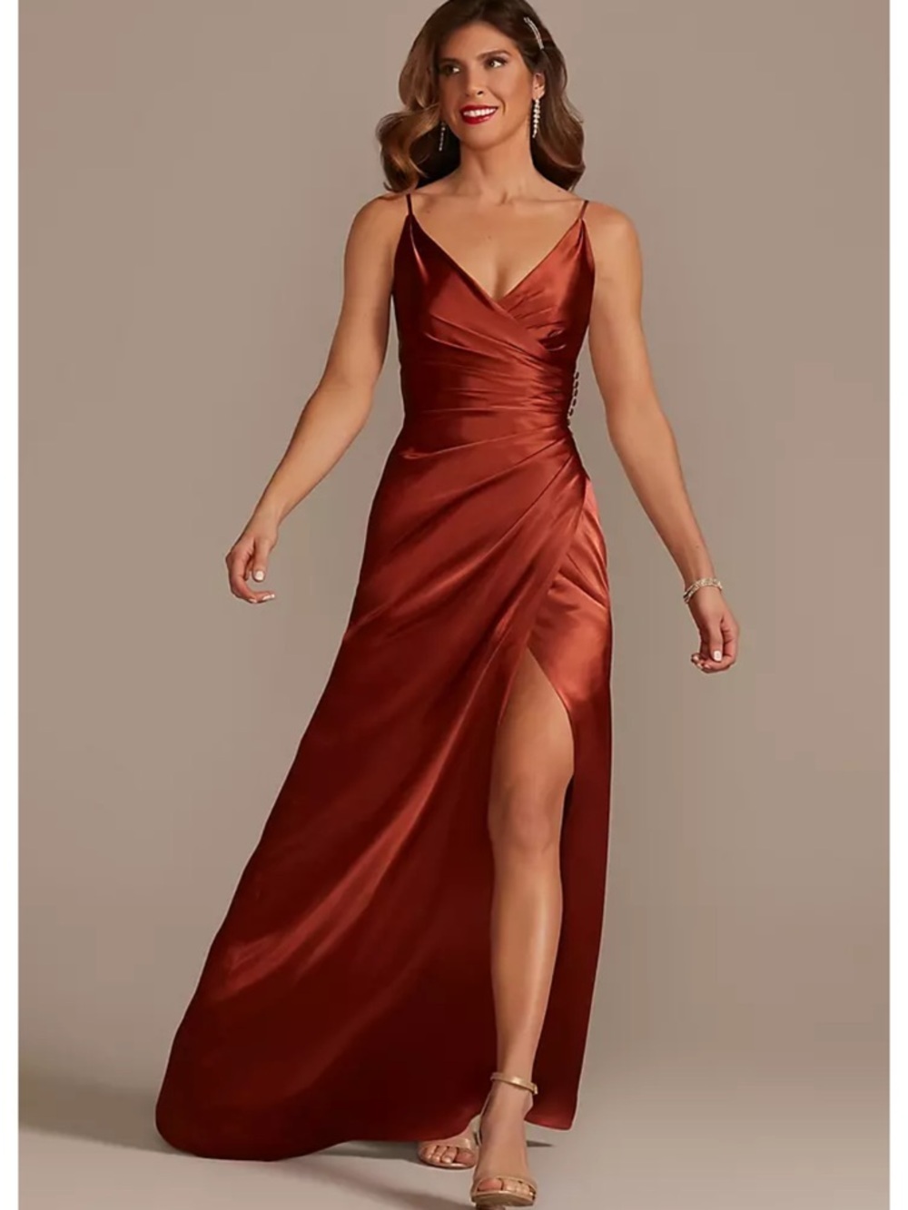 Galina Signature Charmeuse Draped Strappy Dress